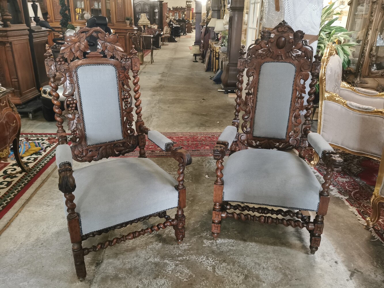 Beautiful French Hunting Armchairs