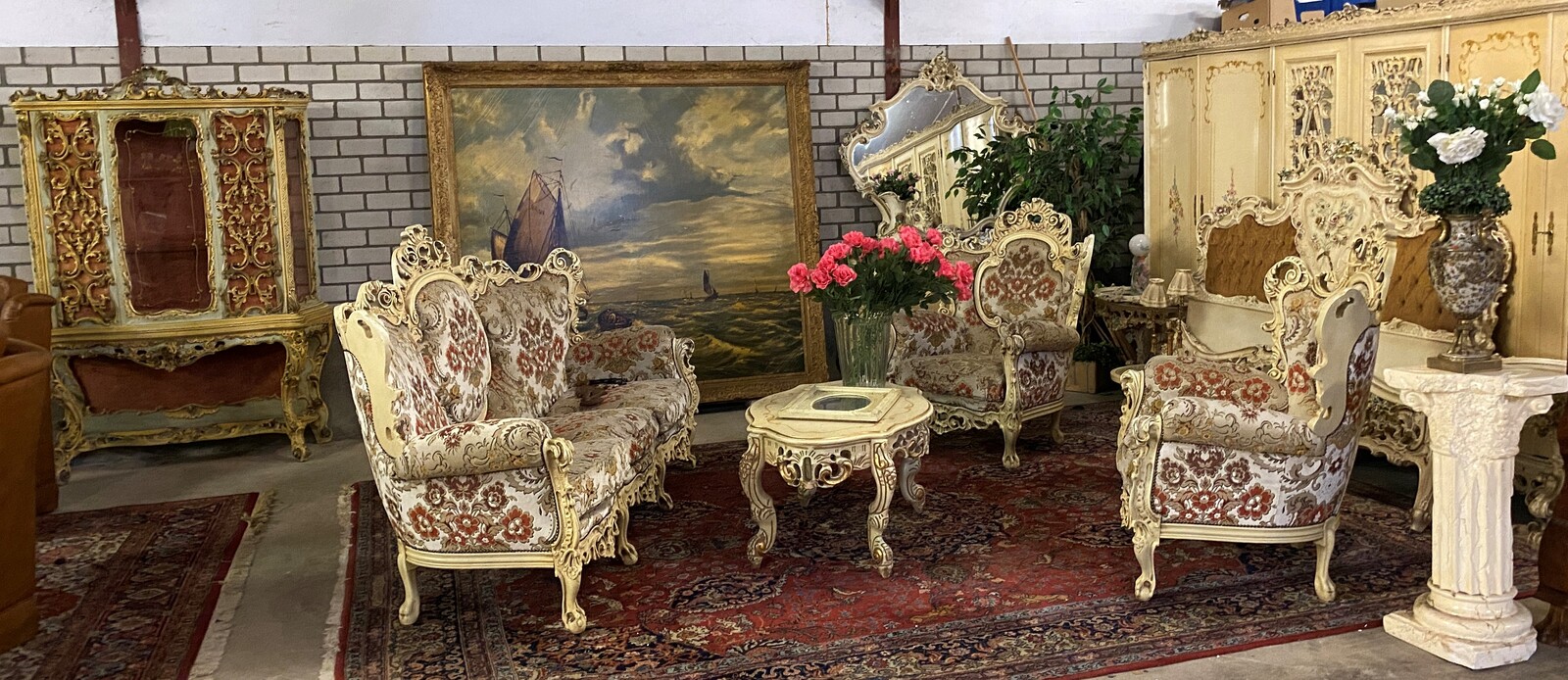 Complete baroque sofaset and baroque bedroomset