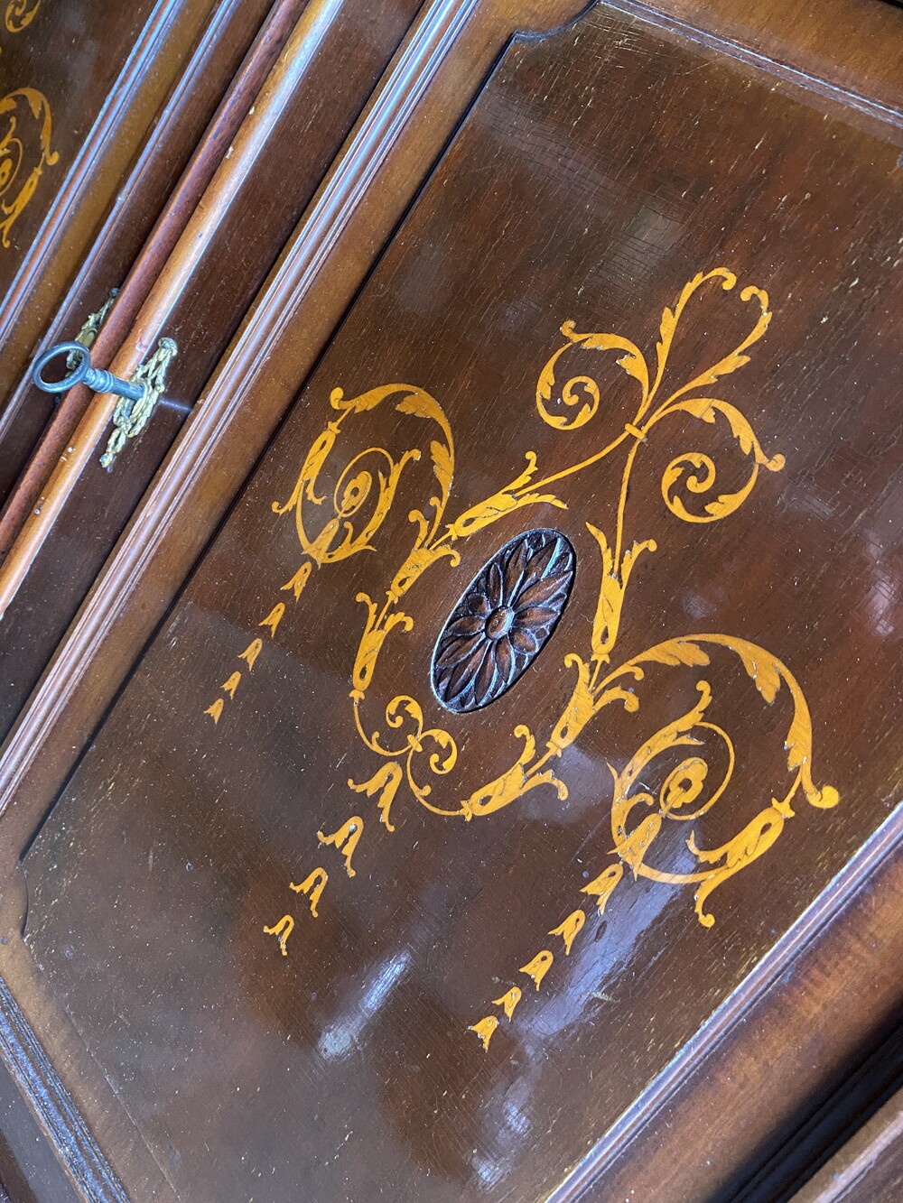 Dutch mahogany inlay cabinet 