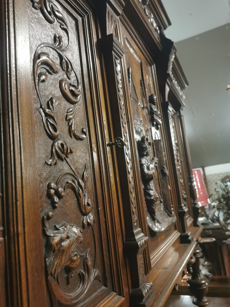 Elegance Unveiled: Exquisite French Walnut Cabinet with Masterful Carvings