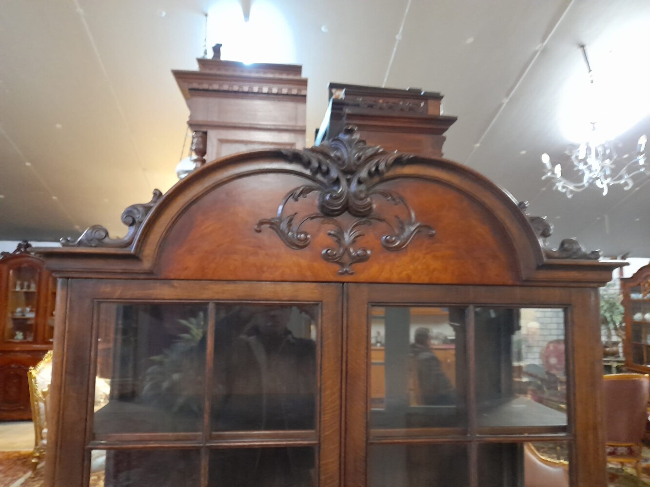 Elegant French Oak Display Cabinet 