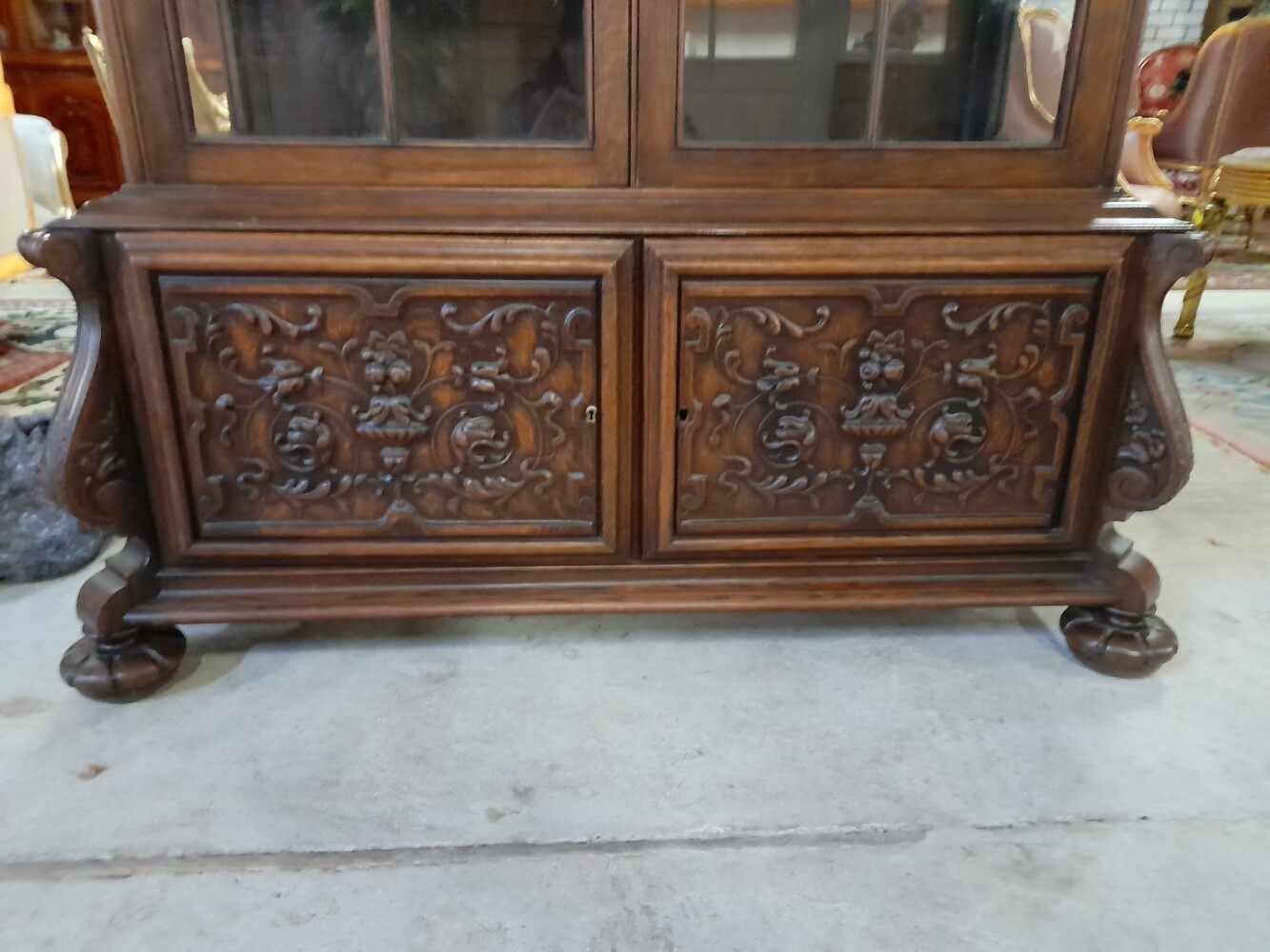 Elegant French Oak Display Cabinet 