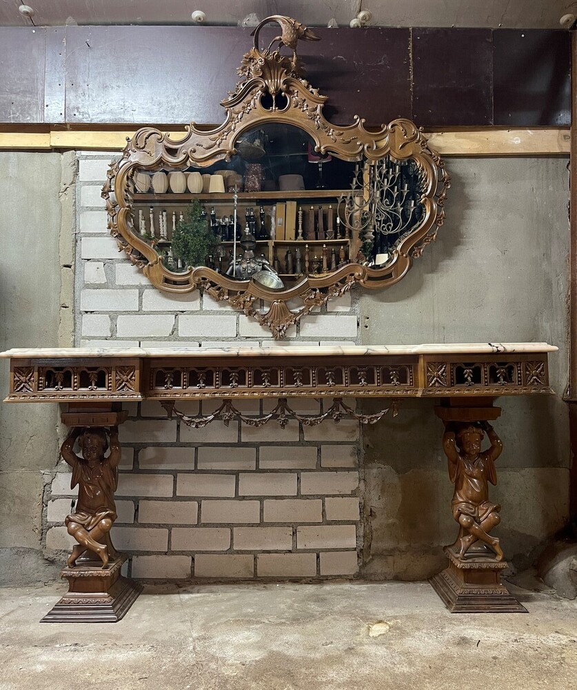 Elegant Italian console with mirror