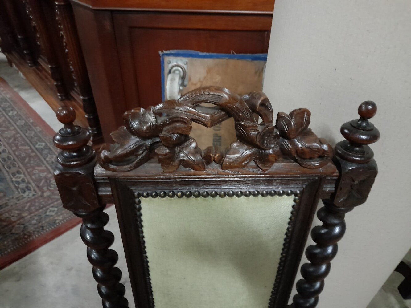  French Oak Hunting Table with Four Matching Chairs