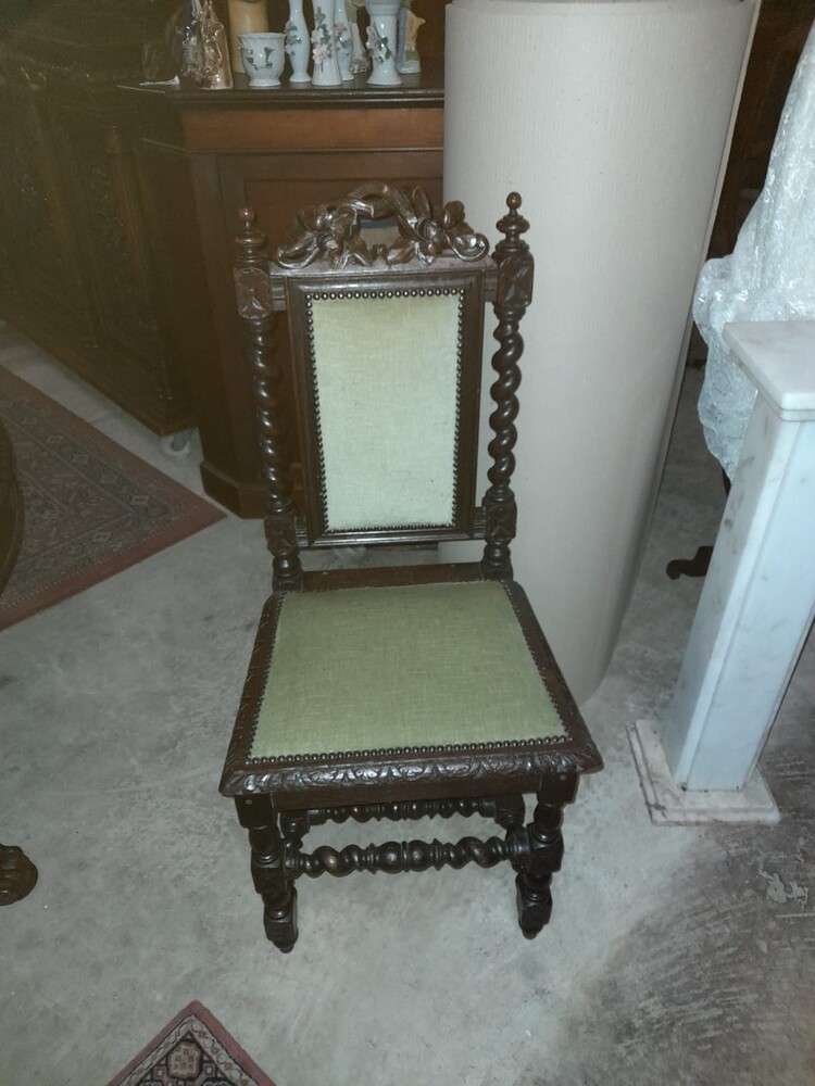  French Oak Hunting Table with Four Matching Chairs