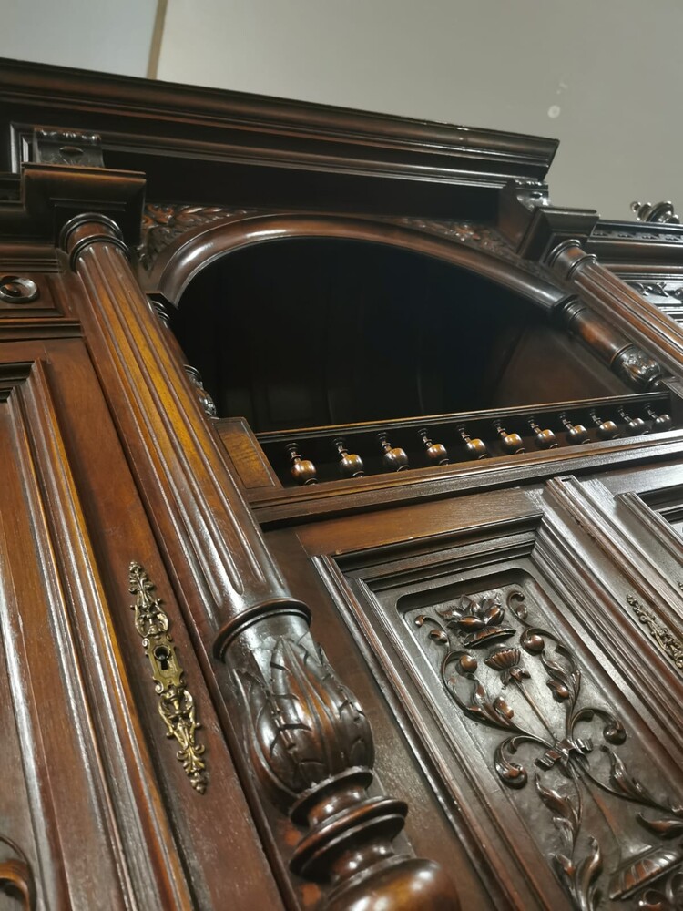  French Renaissance Walnut Cabinet with Six Doors.
