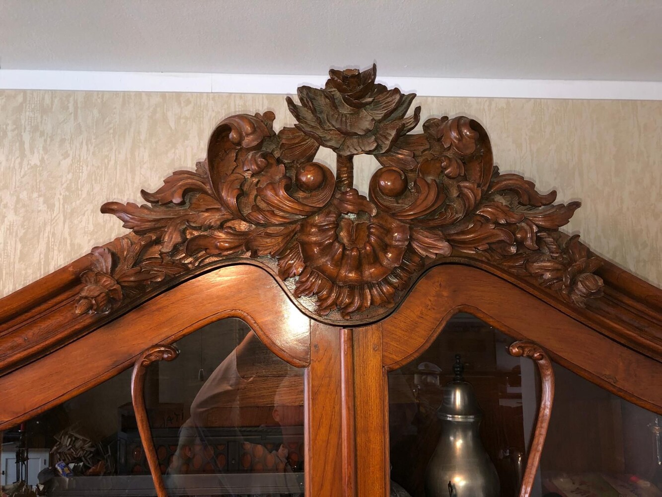 Grandeur Preserved: French Chip and Dale Cabinet with Exquisite Heavy Carvings