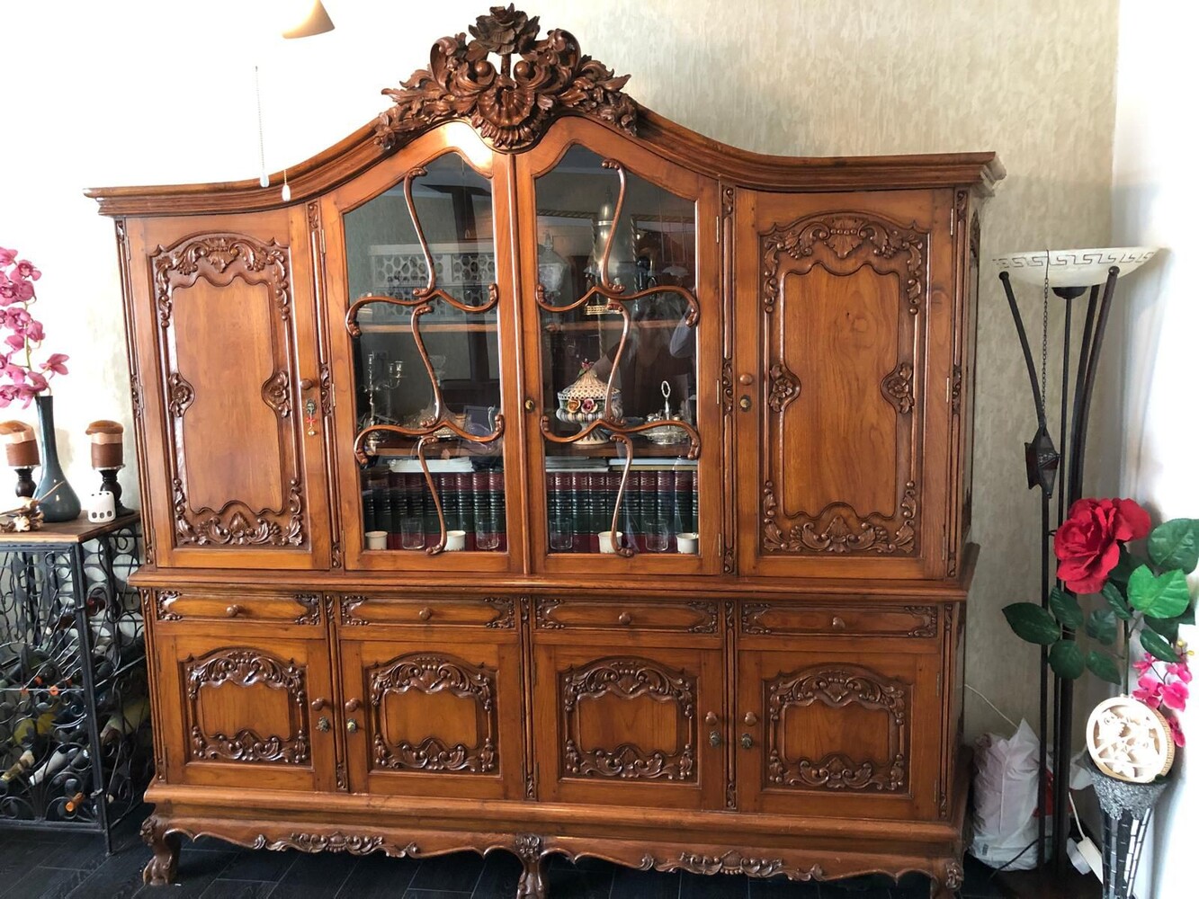 Grandeur Preserved: French Chip and Dale Cabinet with Exquisite Heavy Carvings