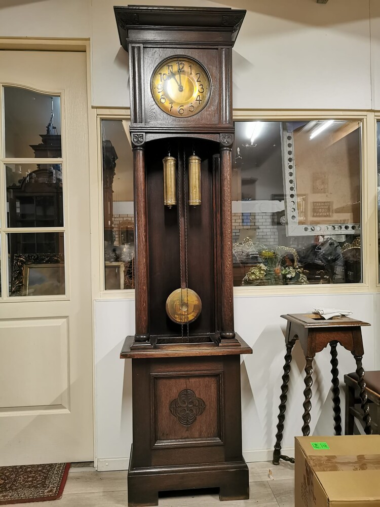 Magnificent  Antique German Open Standing Clock with Dual Weights