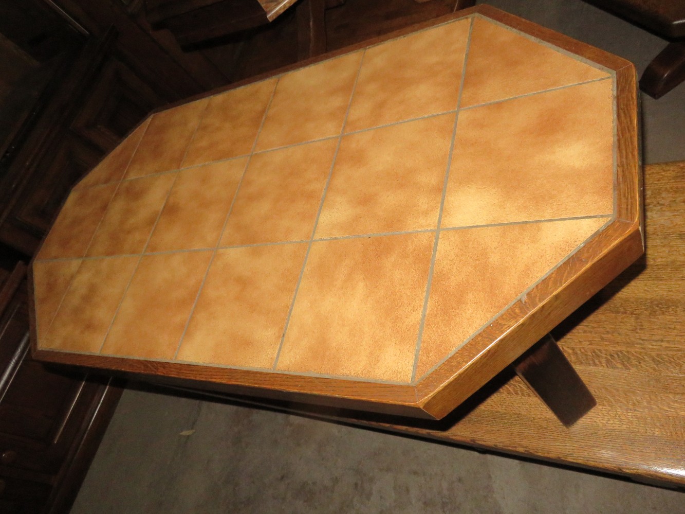 Oak coffee table with tiles