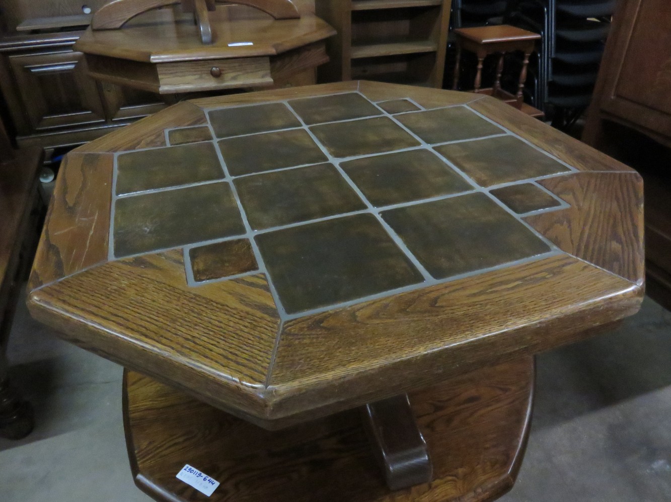 Oak coffee table with tiles