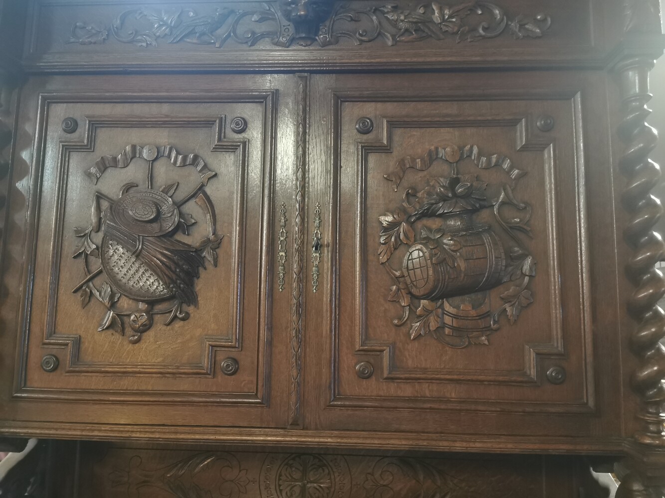 Stately French Oak Hunting Cabinet 