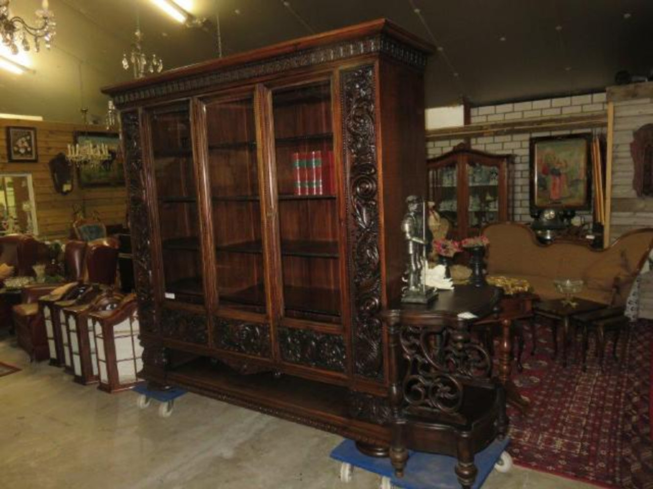 Very nice German carved bookcase